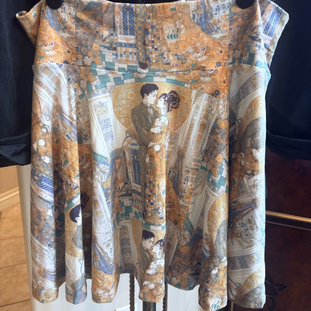 Custom Klimt Inspired Art on Easy Wear Skater Skirt